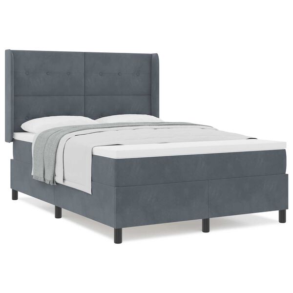 vidaXL Κρεβάτι με ελατήρια Σκούρο γκρι 160 x 200 cm Βελούδο