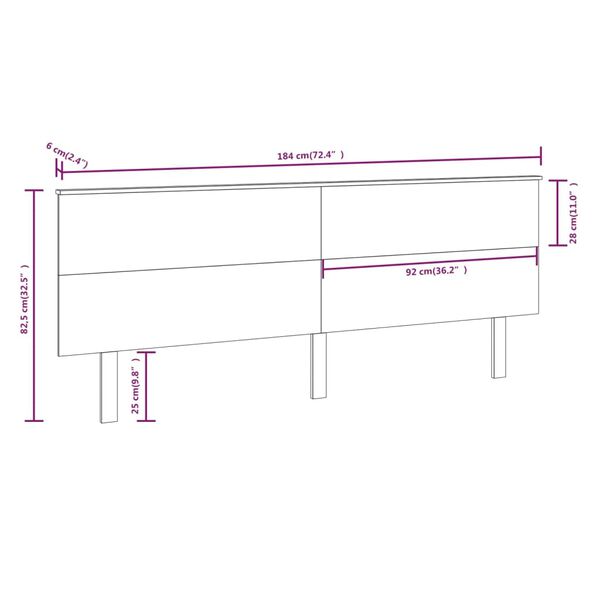 vidaXL Κεφαλάρι Κρεβατιού 184x6x82,5 εκ. από Μασίφ Ξύλο Πεύκου