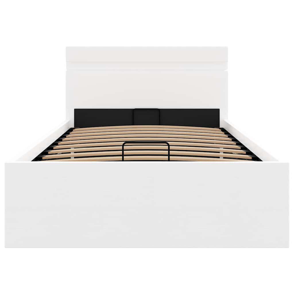 vidaXL Πλαίσιο Κρεβατιού Αποθ. Χώρο/LED Μαύρο 100x200 εκ. Δερματίνη