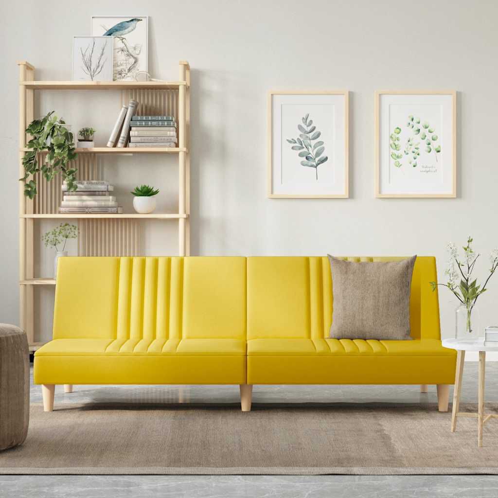 vidaXL Καναπές Κρεβάτι Ανοιχτό Κίτρινο Υφασμάτινος