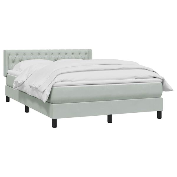 vidaXL Κρεβάτι Boxspring με Στρώμα Ανοιχτό Γκρι 160x220 εκ. Βελούδινο