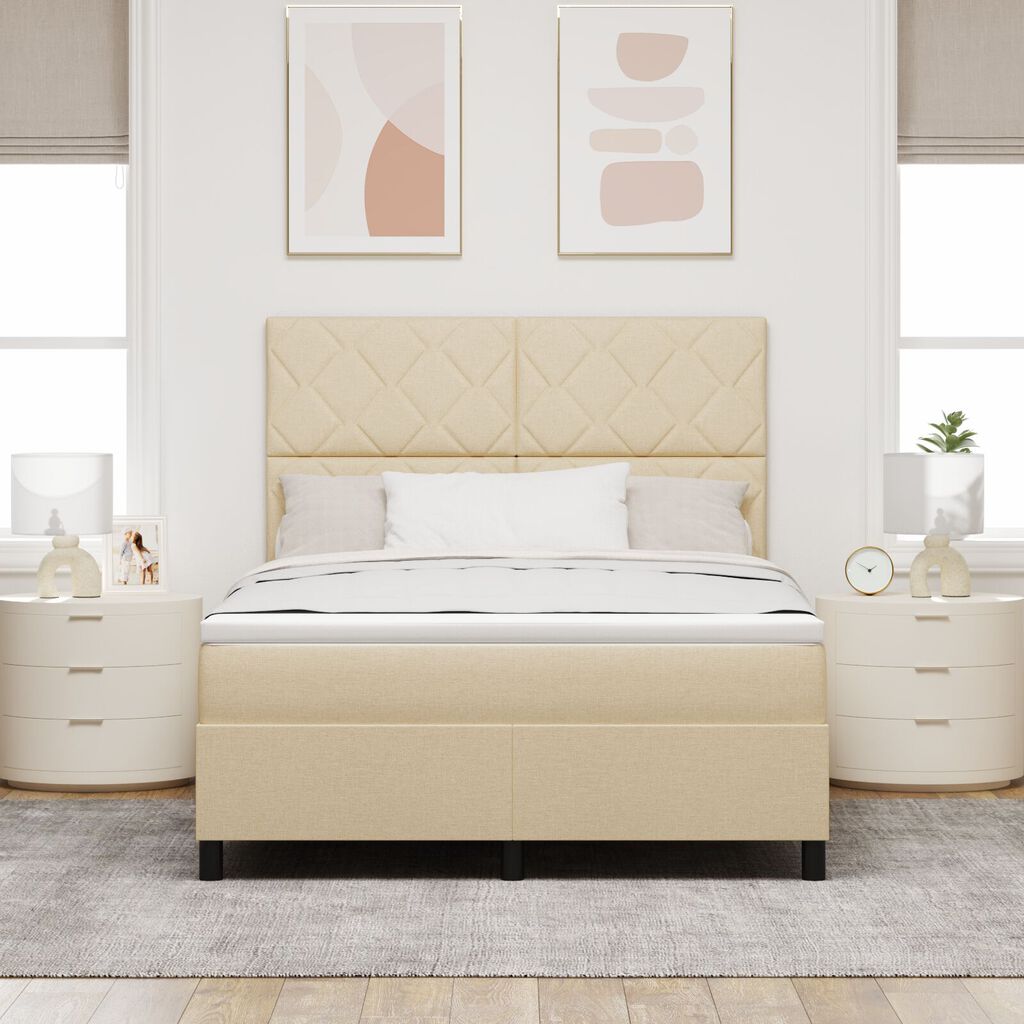 vidaXL Κρεβάτι Σπαστής Βάσης με Στρώμα & LED Μπεζ 140x200 εκ. Ύφασμα