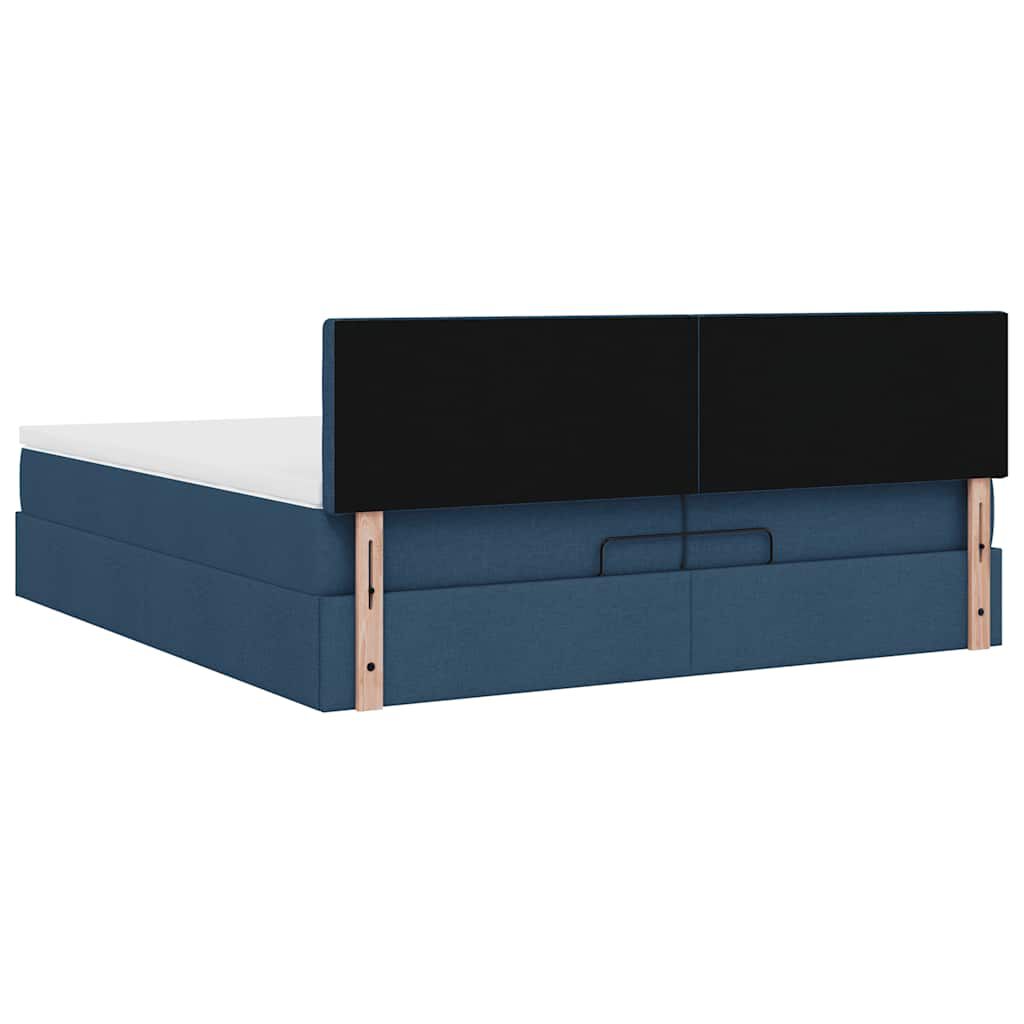 vidaXL Οθωμανικό κρεβάτι με στρώμα μπλε 200x200 cm ύφασμα
