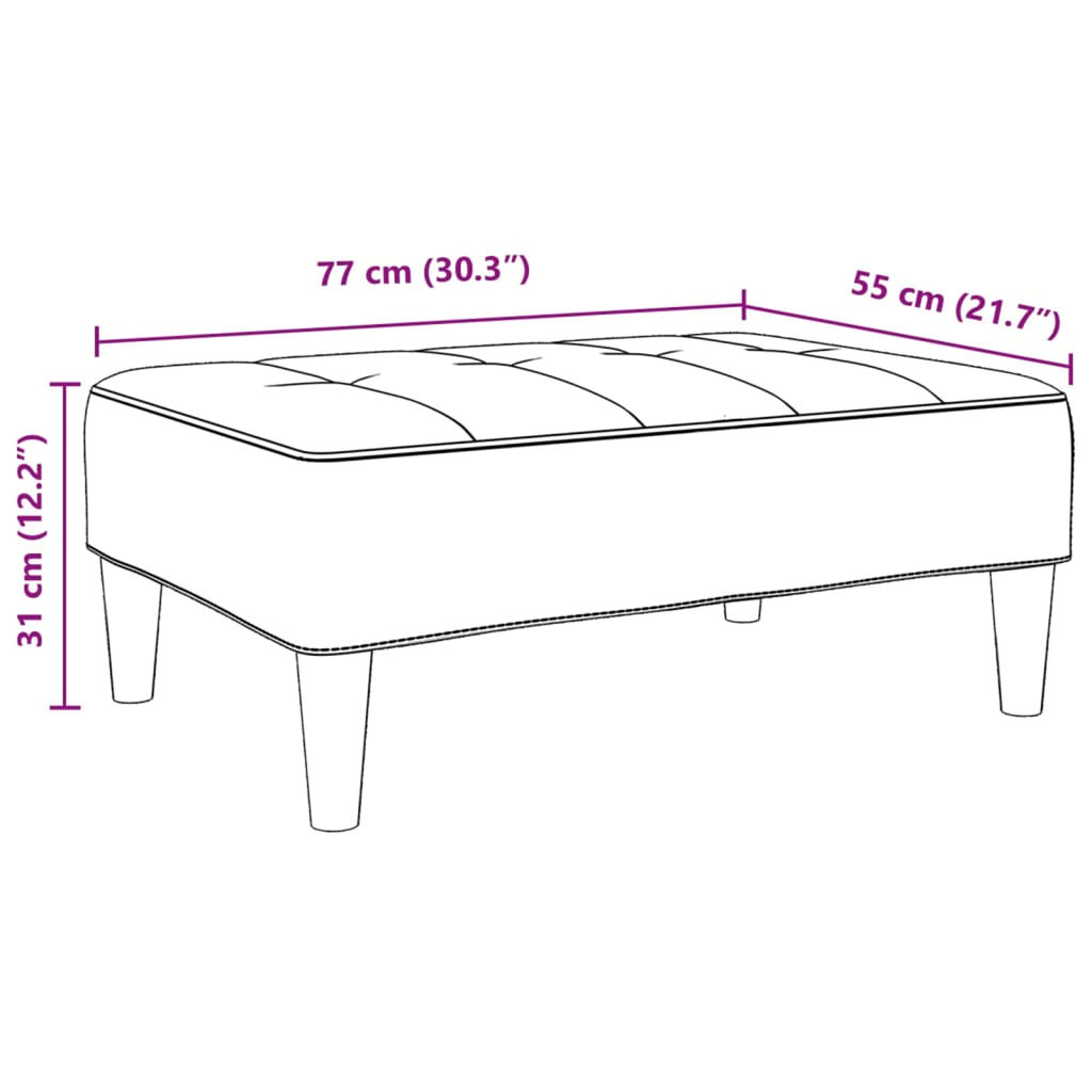 vidaXL Υποπόδιο Ανοιχτό Γκρι 77x55x31 εκ. Υφασμάτινο