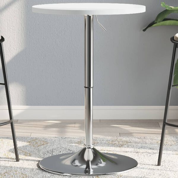 vidaXL Τραπέζι Μπαρ Λευκό 50x50x90 εκ. Επ. Ξύλο / Επιχρωμιωμένο Ατσάλι