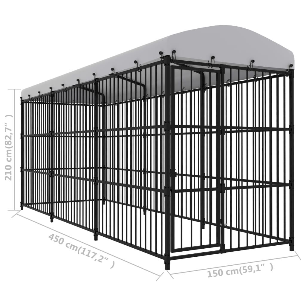 vidaXL Κλουβί Σκύλου Εξωτερικού Χώρου 450x150x210 εκ. με Στέγαστρο
