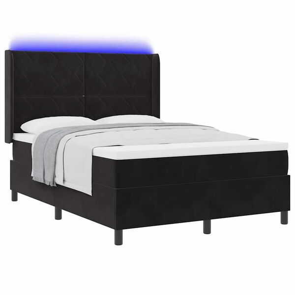 vidaXL &Kappa;&rho;&epsilon;&beta;ά&tau;&iota; Box Spring LED &mu;&epsilon; &Sigma;&tau;&rho;ώ&mu;&alpha; &Mu;&alpha;ύ&rho;&omicron; 140 x 200 cm &Beta;&epsilon;&lambda;&omicron;ύ&delta;&omicron;