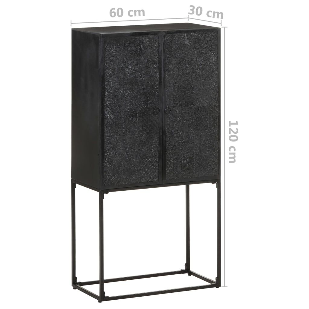 vidaXL Ντουλάπι Μαύρο 60 x 30 x 120 εκ από Μασίφ Ξύλο Ακακίας & Μάνγκο