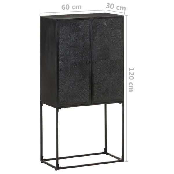 vidaXL Ντουλάπι Μαύρο 60 x 30 x 120 εκ από Μασίφ Ξύλο Ακακίας & Μάνγκο