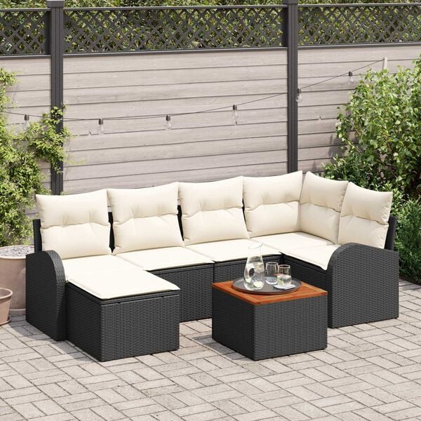 vidaXL Σετ Καναπέ Κήπου 7 pcs Μαύρο και λευκό