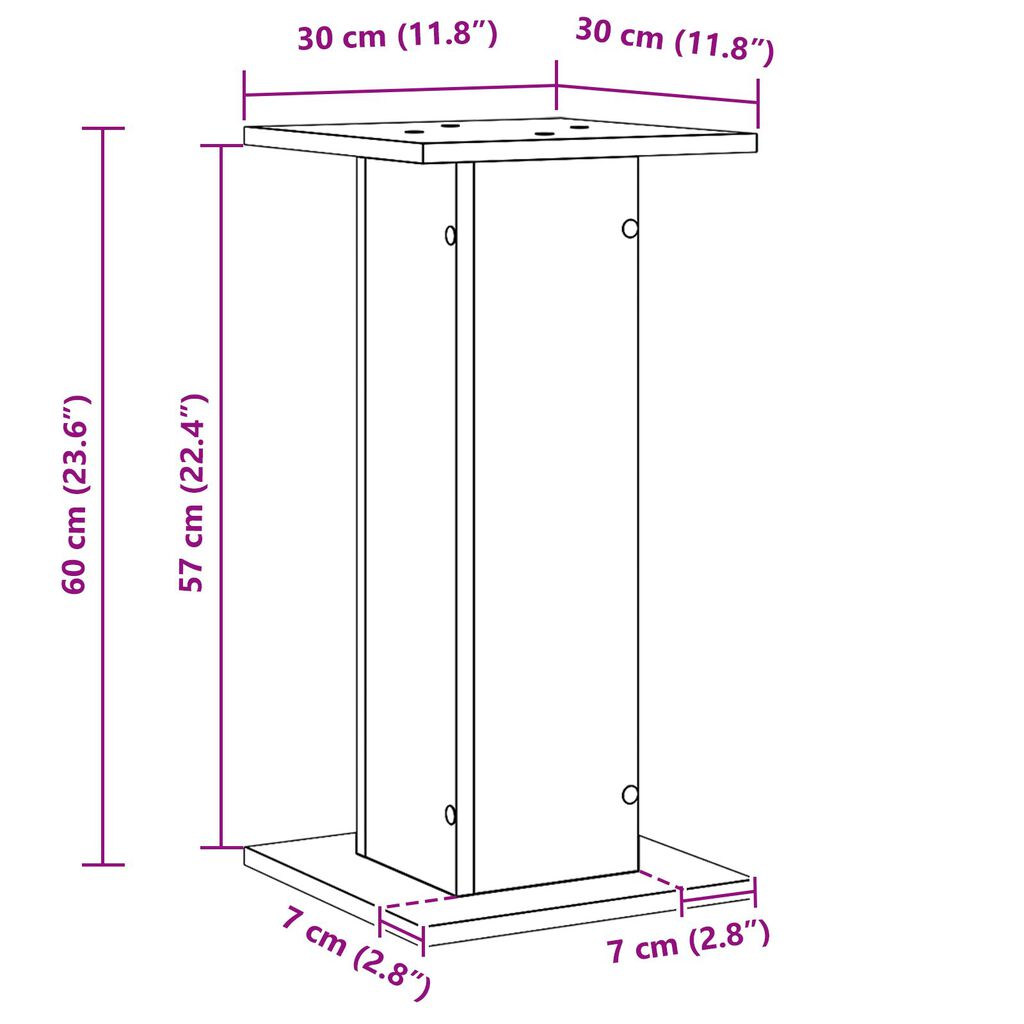 vidaXL Σταντ Ηχείων 2 τμχ Μαύρη Δρυς 30x30x60 εκ Φτιαγμένο από Ξύλο