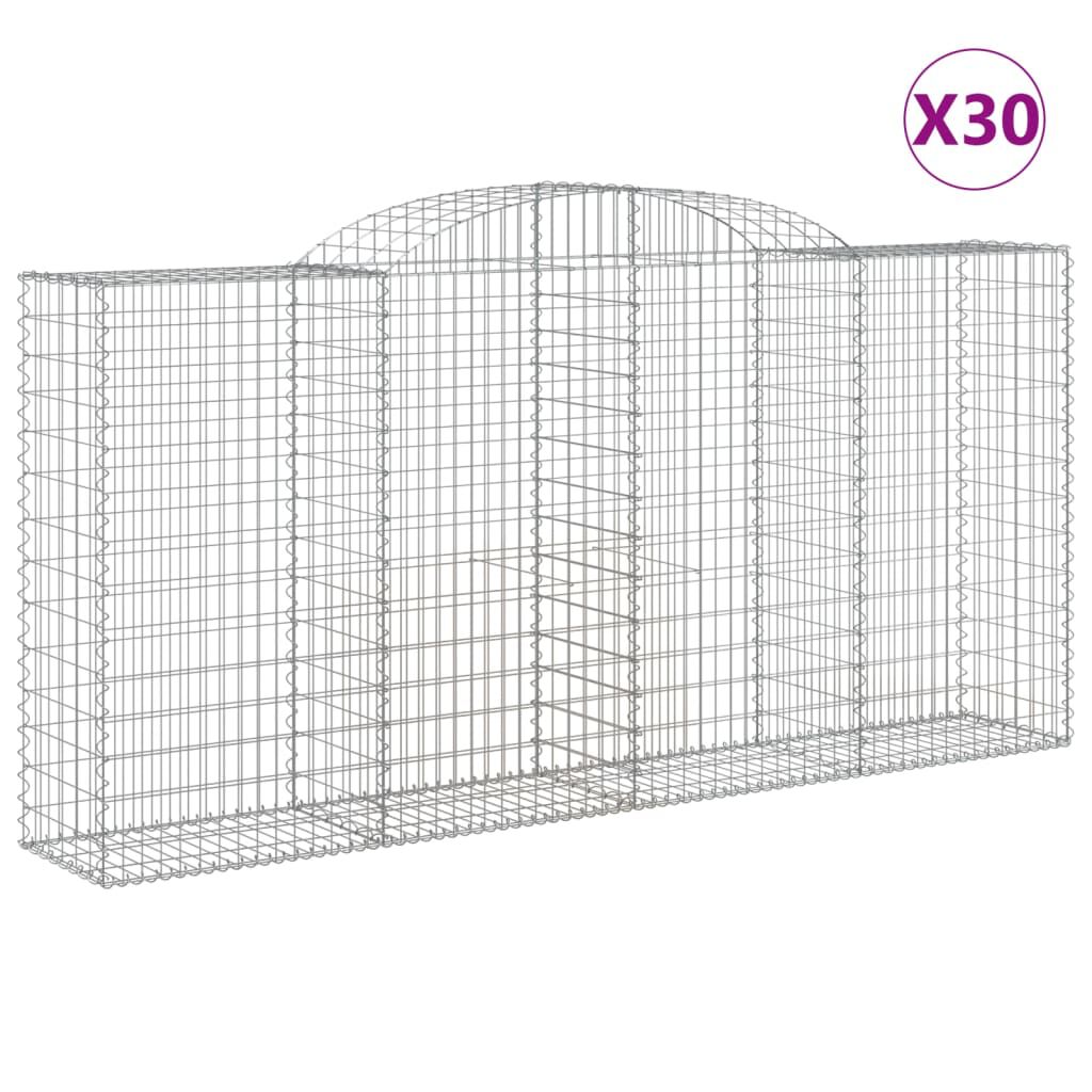 vidaXL Συρματοκιβώτια Τοξωτά 30 τεμ. 300x50x140/160 εκ. Γαλβαν. Ατσάλι