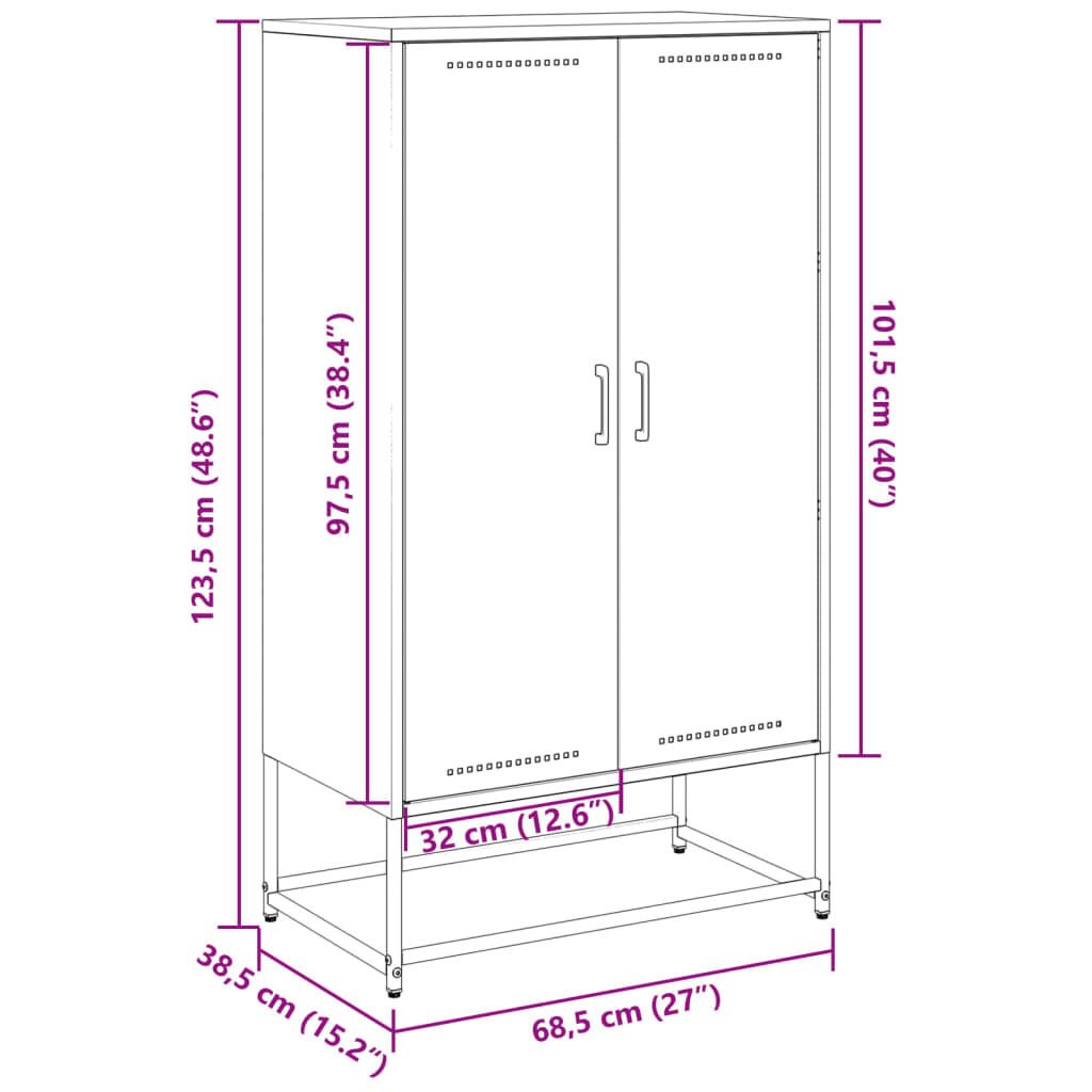 vidaXL Ντουλάπι Μουσταρδί 68,5x38,5x123,5 εκ. από Ατσάλι