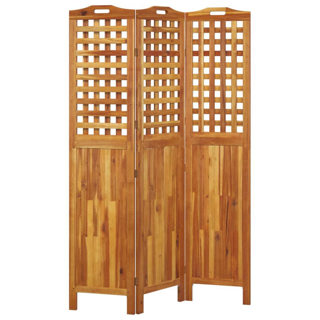 vidaXL Διαχωριστικό Χώρου με 3 Πάνελ 121,5x2x180εκ. Μασίφ Ξύλο Ακακίας