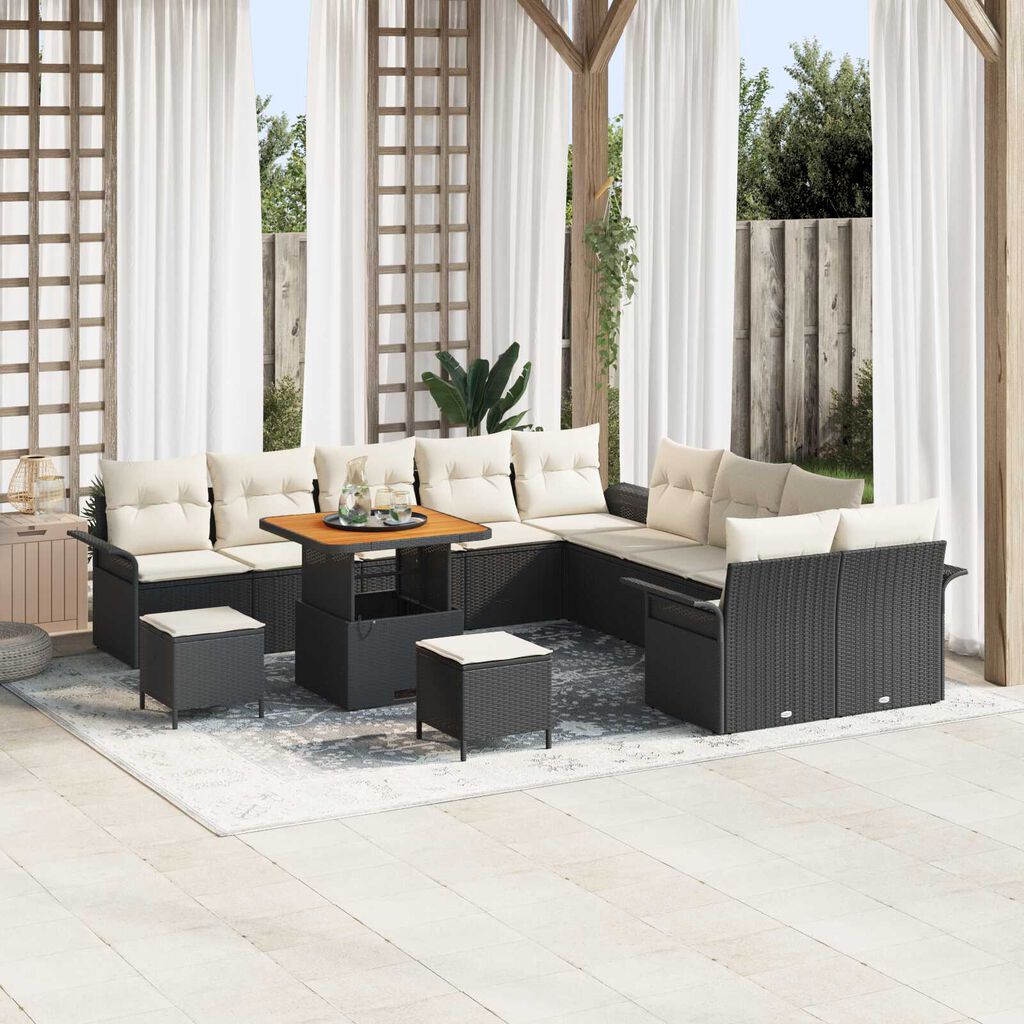 vidaXL Σετ Καναπέ Κήπου 13 pcs Μαύρο και Κρέμα 80 x 80 x 71 cm
