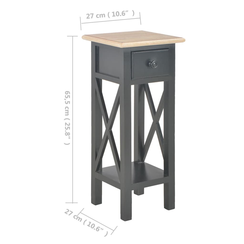 vidaXL Τραπεζάκι Βοηθητικό Μαύρο 27 x 27 x 65,5 εκ. Ξύλινο