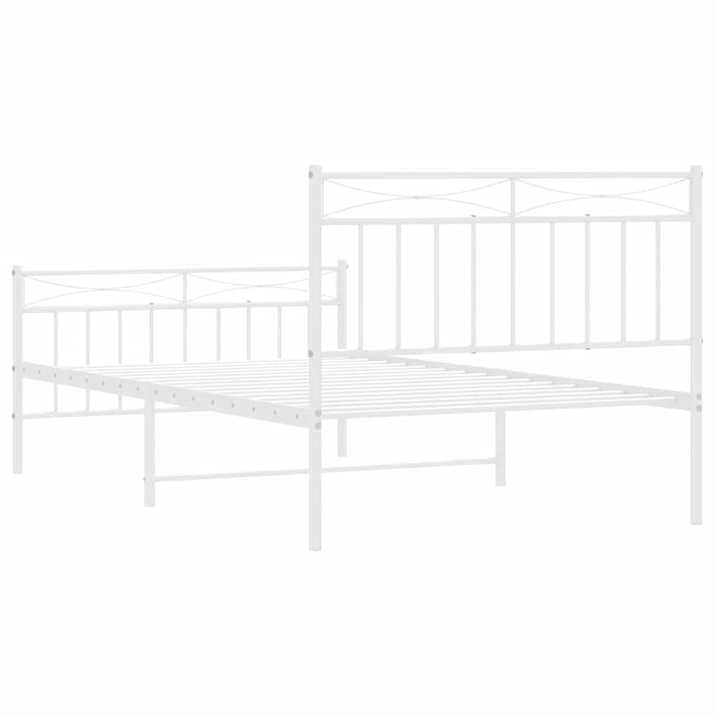 vidaXL Πλαίσιο Κρεβατιού με Κεφαλάρι&Ποδαρικό Λευκό 100x200εκ. Μέταλλο