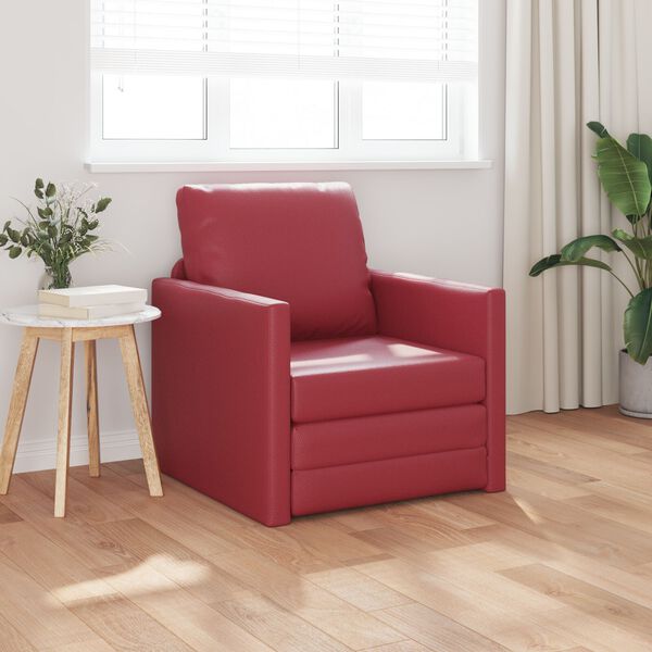 vidaXL Κρεβάτι-Σοφά 2 σε 1 Μπορντό 74x77x81 εκ. Συνθετικό δέρμα