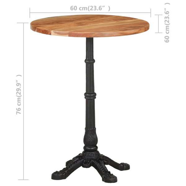 vidaXL Τραπέζι Bistro Ø60 x 76 εκ. Μασίφ Ξύλο Ακακίας