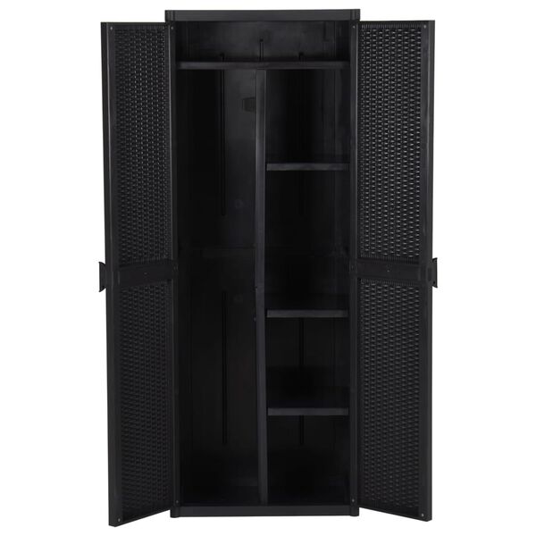 vidaXL Ντουλάπι Αποθήκευσης Κήπου Μαύρο 65x45x172 εκ. από Ρατάν PP