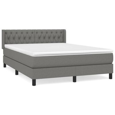 vidaXL Κρεβάτι Boxspring με Στρώμα Σκούρο Γκρι 140x190 εκ. Υφασμάτινο