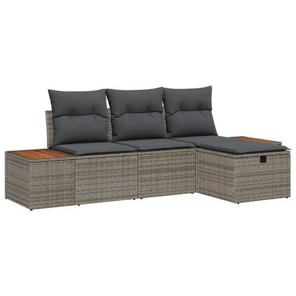 vidaXL Σετ Καναπέ Κήπου 4 pcs Γκρι 55 x 62 x 69 εκ Πολυ ράταν