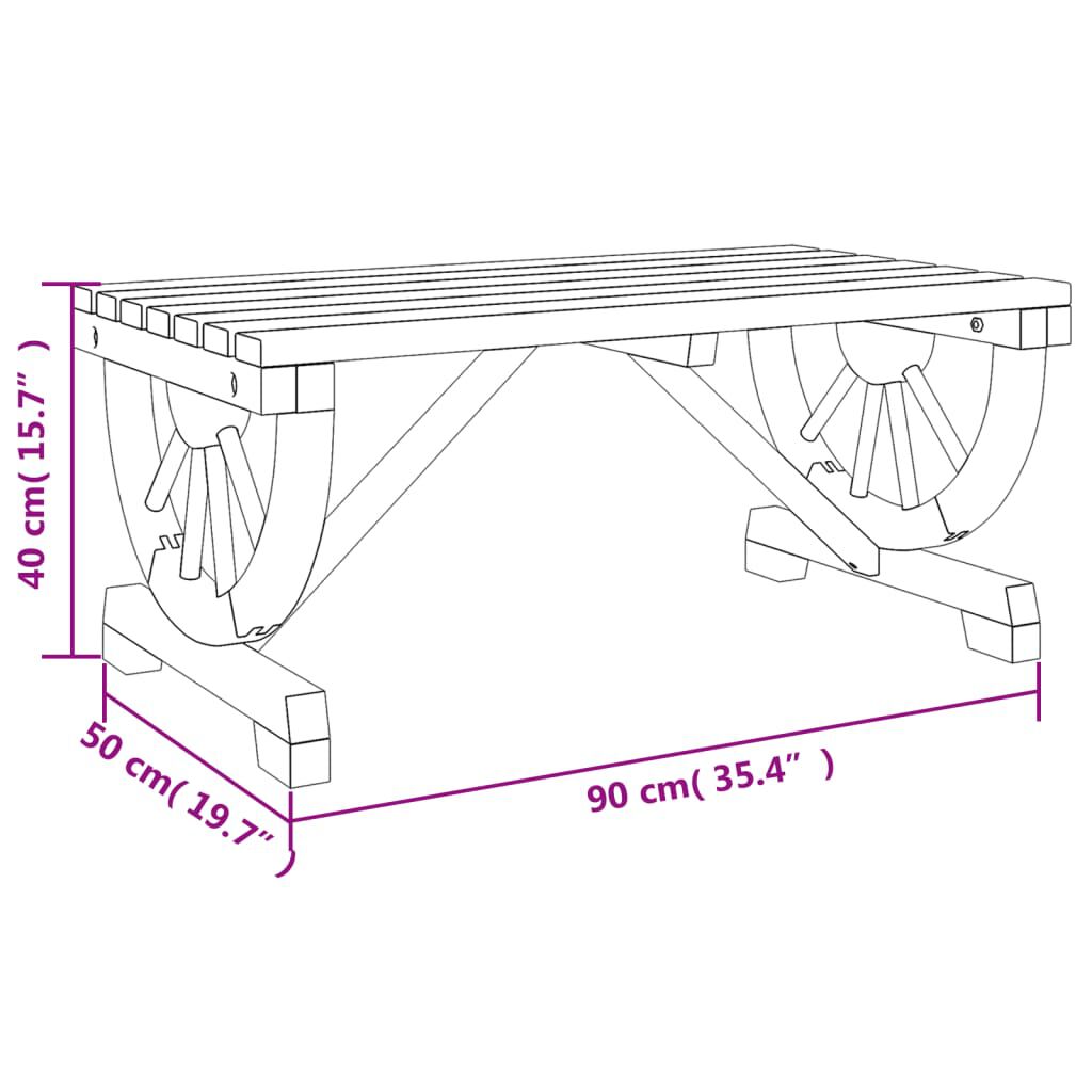 vidaXL Τραπεζάκι Σαλονιού Κήπου 90 x 50 x 40 εκ. από Μασίφ Ξύλο Ελάτης