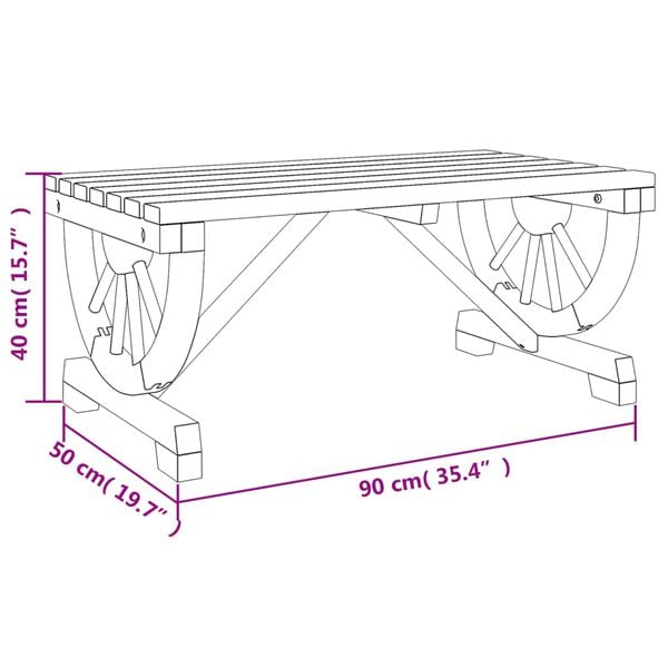 vidaXL Τραπεζάκι Σαλονιού Κήπου 90 x 50 x 40 εκ. από Μασίφ Ξύλο Ελάτης