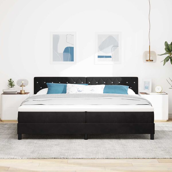 vidaXL Κρεβάτι με ελατήρια με στρώμα Μαύρο 200 x 200 cm Βελούδο