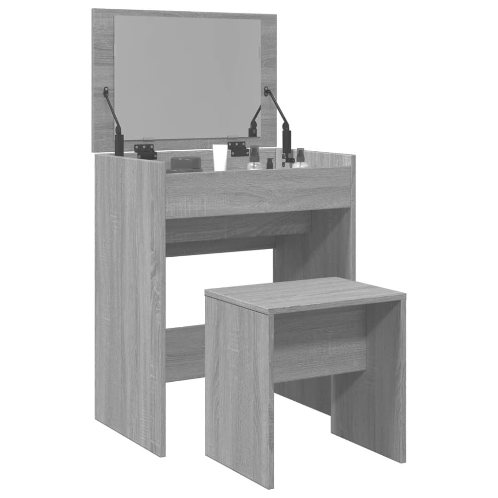 vidaXL Μπουντουάρ και Σκαμπό Γκρι Sonoma 60 x 40 x 113,5 εκ.