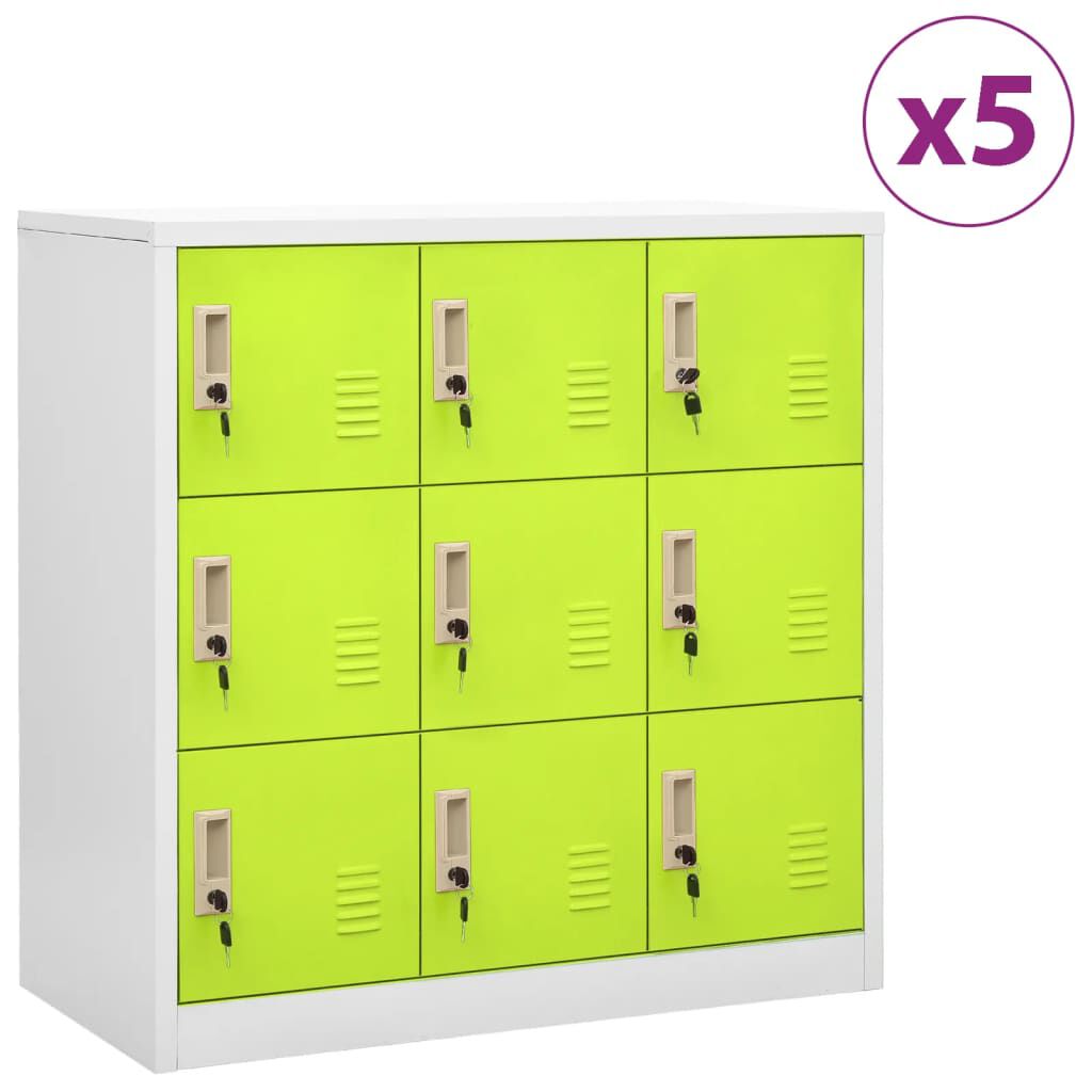 vidaXL Φοριαμοί 5 τεμ. Ανοιχτό Γκρι/Πράσινο 90x45x92,5 εκ. Ατσάλινοι