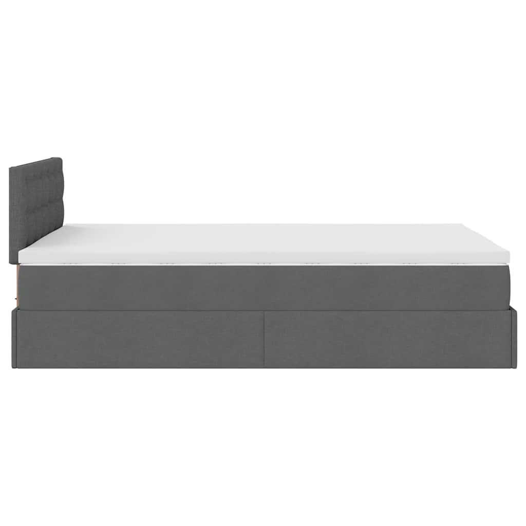 vidaXL Οθωμανικό κρεβάτι με στρώμα & LEDs Σκούρο γκρι 120x190cm Ύφασμα
