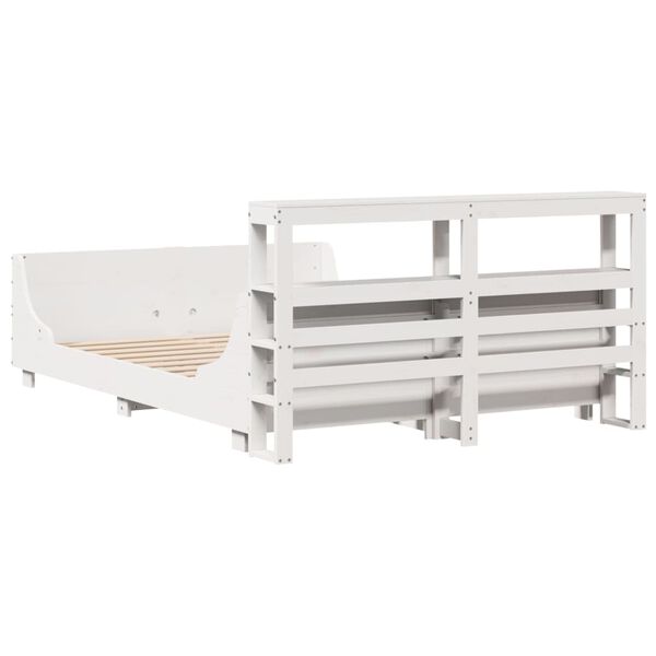 vidaXL Σκελετός Κρεβ. Χωρίς Στρώμα Λευκό 135x190 εκ Μασίφ Πεύκο