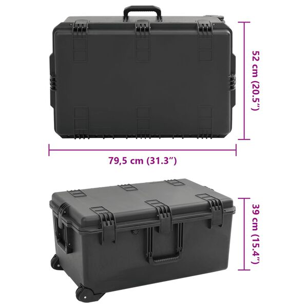 vidaXL Θήκη Πτήσης Φορητή Μαύρη 79,5x52x39 εκ. από Πολυπροπυλένιο