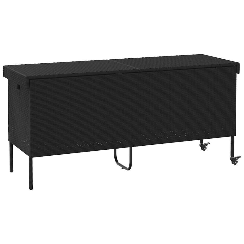 vidaXL Κουτί Αποθήκευσης Κήπου με Ρόδες 160x55x75 εκ. Συνθετικό Ρατάν