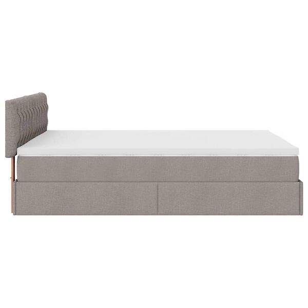 vidaXL Οθωμανικό κρεβάτι με στρώμα & LEDs Taupe 140x200 cm Ύφασμα