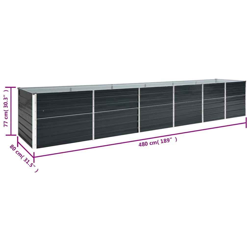 vidaXL Ζαρντινιέρα Υπερυψωμένη Ανθρακί 480x80x77 εκ. Γαλβαν. Χάλυβας
