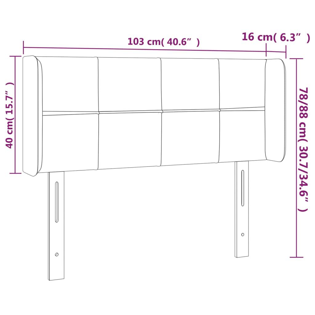vidaXL Κεφαλάρι Κρεβατιού LED Μαύρο 103x16x78/88 εκ. Βελούδινο