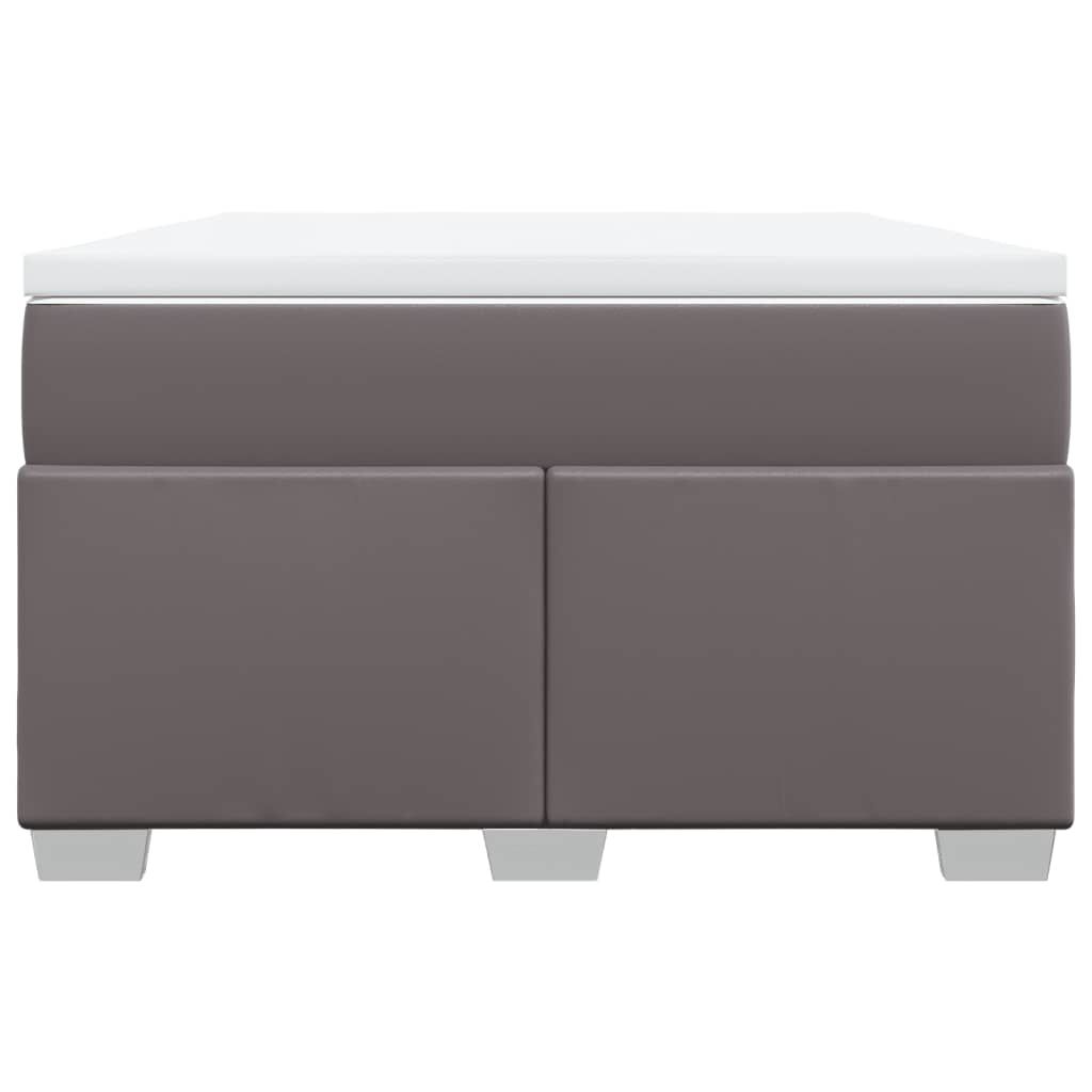 vidaXL Κρεβάτι Boxspring με Στρώμα Γκρι 120x190εκ. από Συνθετικό Δέρμα