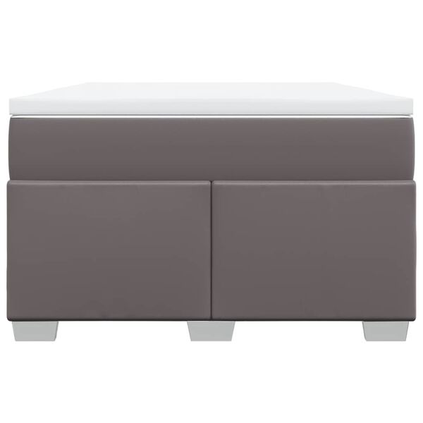 vidaXL Κρεβάτι Boxspring με Στρώμα Γκρι 120x190εκ. από Συνθετικό Δέρμα