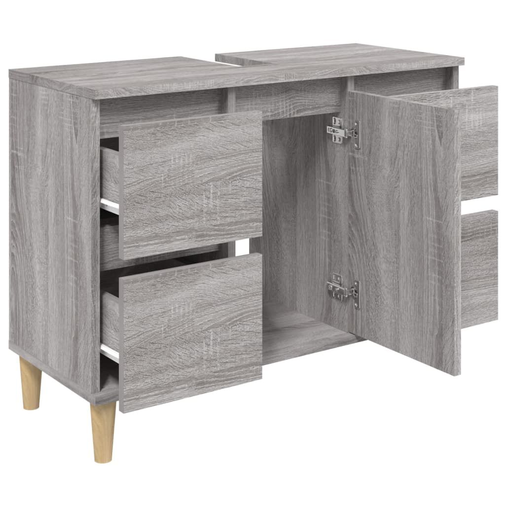 vidaXL Ντουλάπι Νιπτήρα Γκρι Sonoma 80 x 33 x 60εκ. Επεξεργασμένο Ξύλο