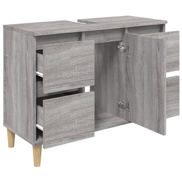 vidaXL Ντουλάπι Νιπτήρα Γκρι Sonoma 80 x 33 x 60εκ. Επεξεργασμένο Ξύλο