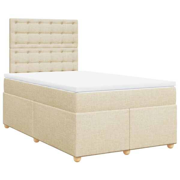 vidaXL Κρεβάτι Boxspring με Στρώμα Κρεμ 120x190 εκ. Υφασμάτινο