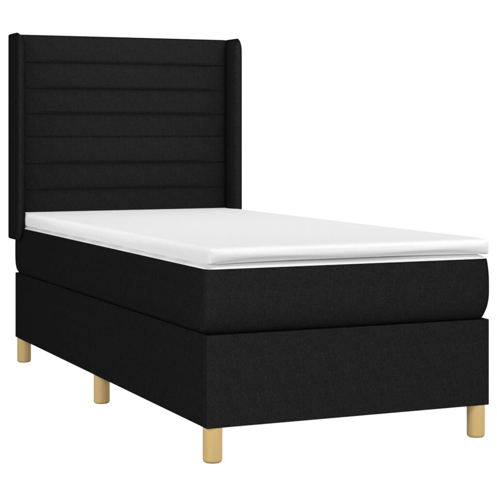 vidaXL Κρεβάτι Boxspring με Στρώμα Μαύρο 100 x 200 εκ. Υφασμάτινο