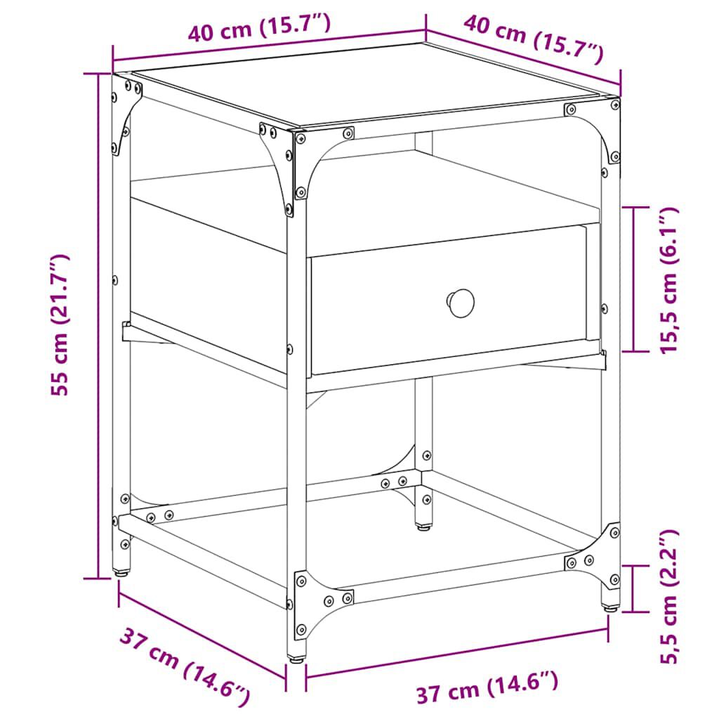vidaXL Κομοδίνο Καφέ Δρυς 40x40x55 εκ. από Επεξεργασμένο Ξύλο