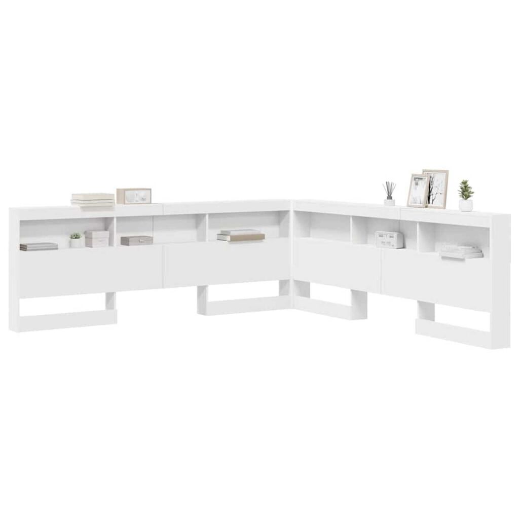 vidaXL Κεφαλάρι Αποθήκης με ράφι Λευκό 180 cm Επεξεργασμένο ξύλο