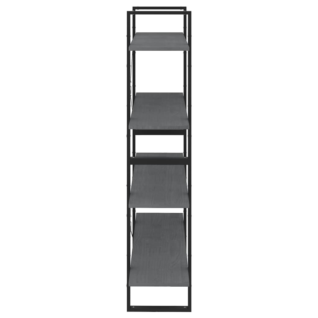 vidaXL Βιβλιοθήκη με 4 Ράφια Γκρι 100x30x140 εκ. από Μασίφ Ξύλο Πεύκου