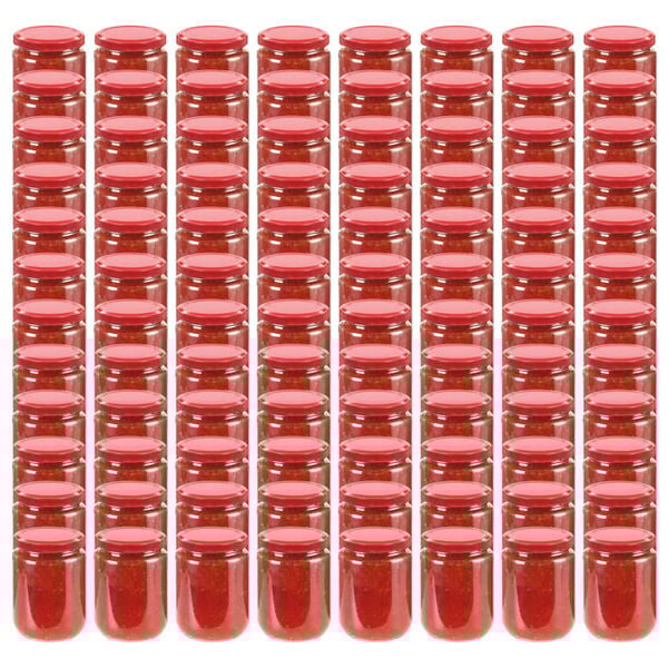 vidaXL Βάζα Μαρμελάδας 96 τεμ. 230 ml Γυάλινα με Κόκκινα Καπάκια