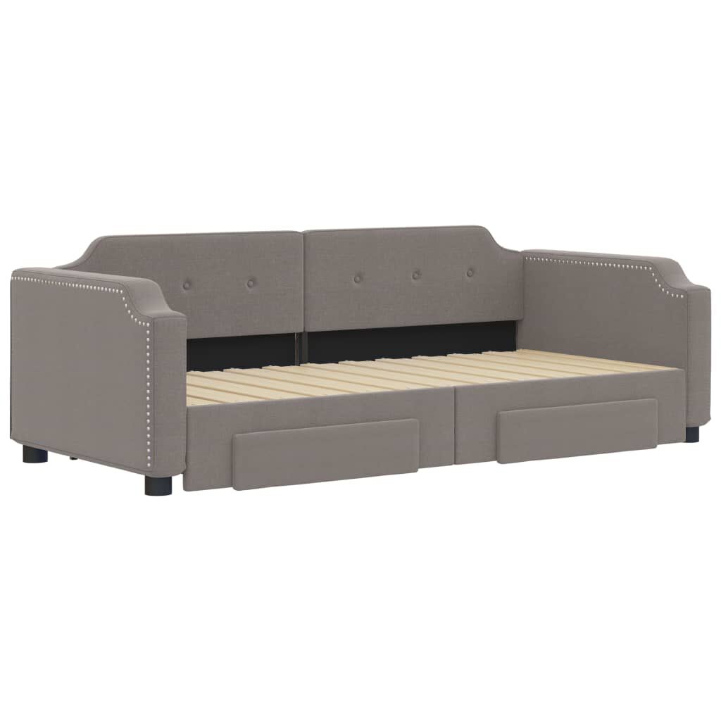 vidaXL Καναπές Κρεβάτι Συρόμενος Taupe 100x200εκ. Υφασμάτινος Συρτάρια