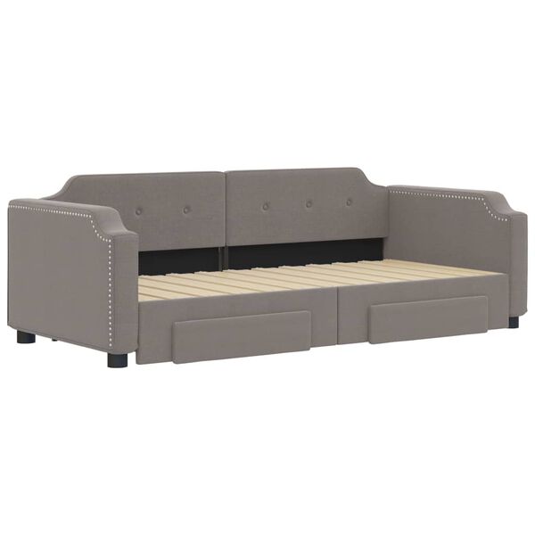vidaXL Καναπές Κρεβάτι Συρόμενος Taupe 100x200εκ. Υφασμάτινος Συρτάρια